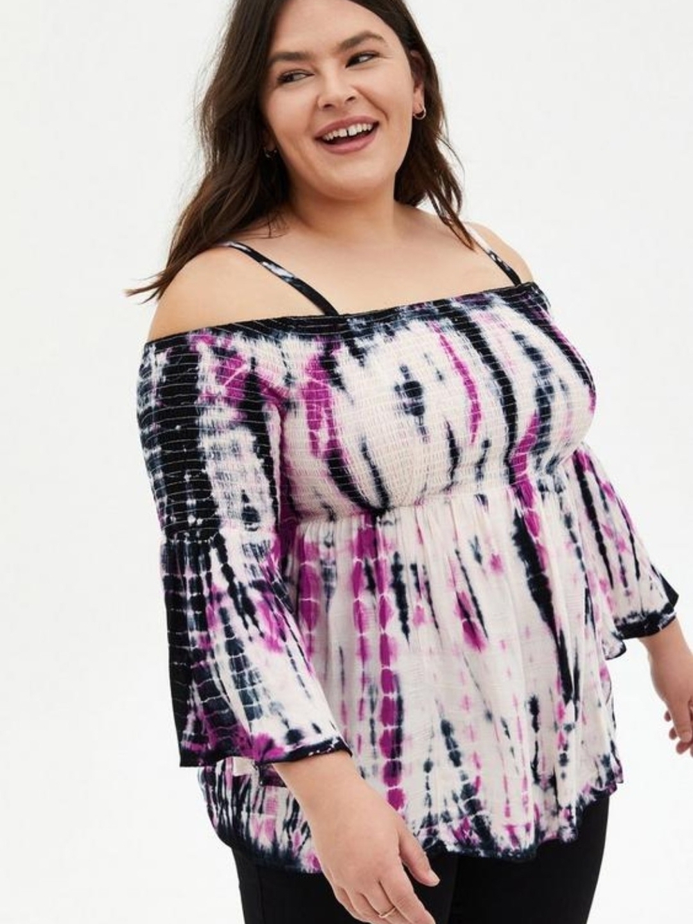 Brand New Torrid Tie-Dye Baby Doll Rayon Off-Shoulder Blouse Size 5